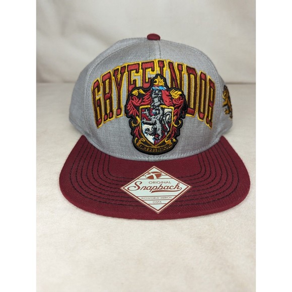 Snap Other - Harry Potter Gryffindor Mens Adjustable Snap Hat, Gray & Maroon, Flat Brim